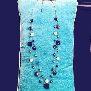 Elegant double layer multi beaded necklace